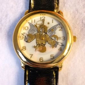 Quartz Black& Gold Vintage Angel Wrist Watch